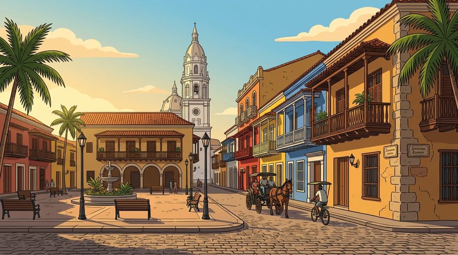 Platz mit Kathedrale in der Altstadt von Cartagena